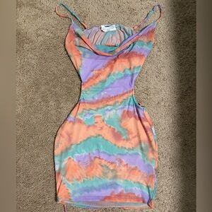 American Threads Pastel Tie-Dye Mini Dress Medium